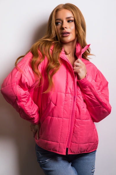 Girls Long Sleeve Puffer Jacket | The Children's Place - NEON PINKSIZZLE