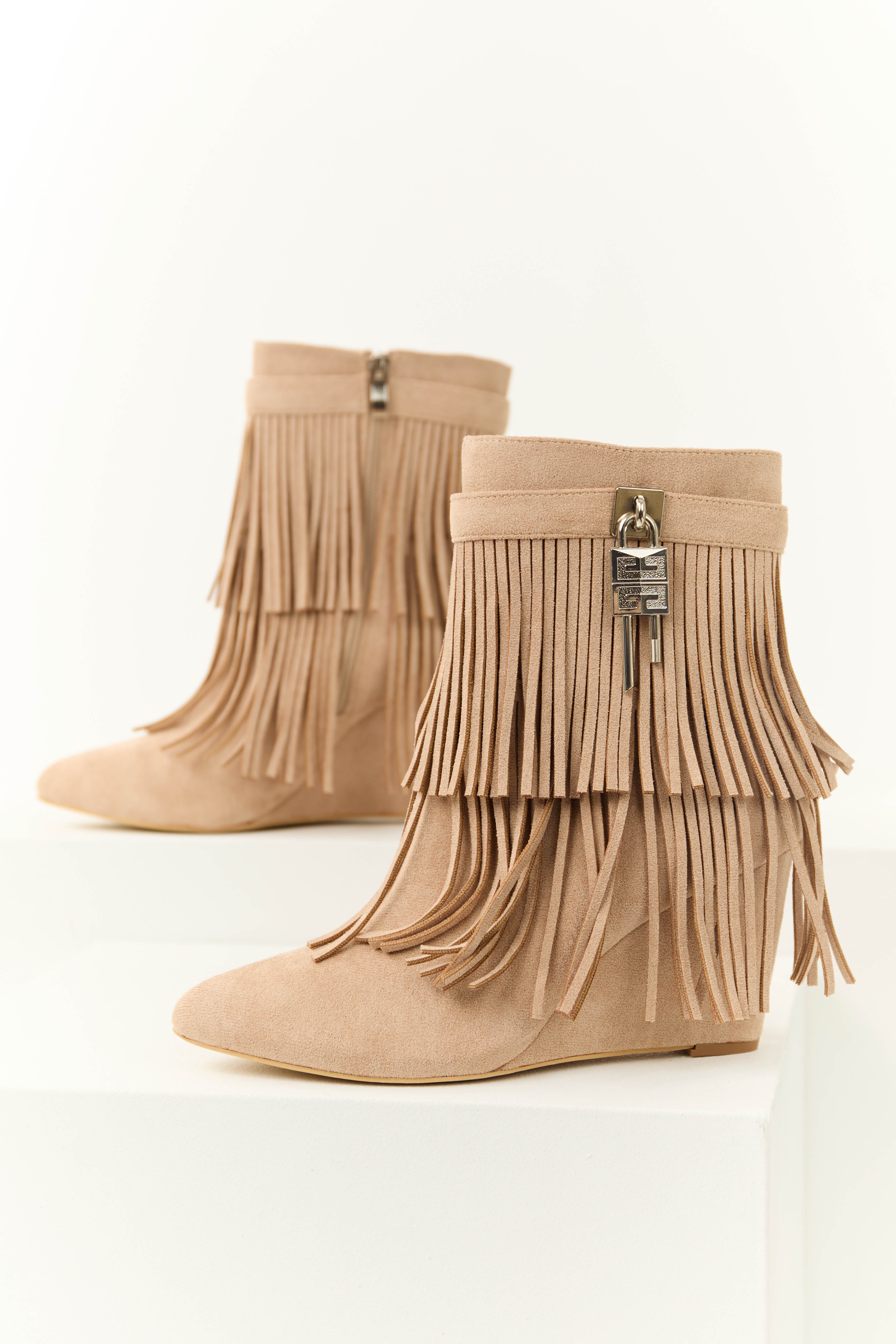 Fringe Wedge Ankle Booties