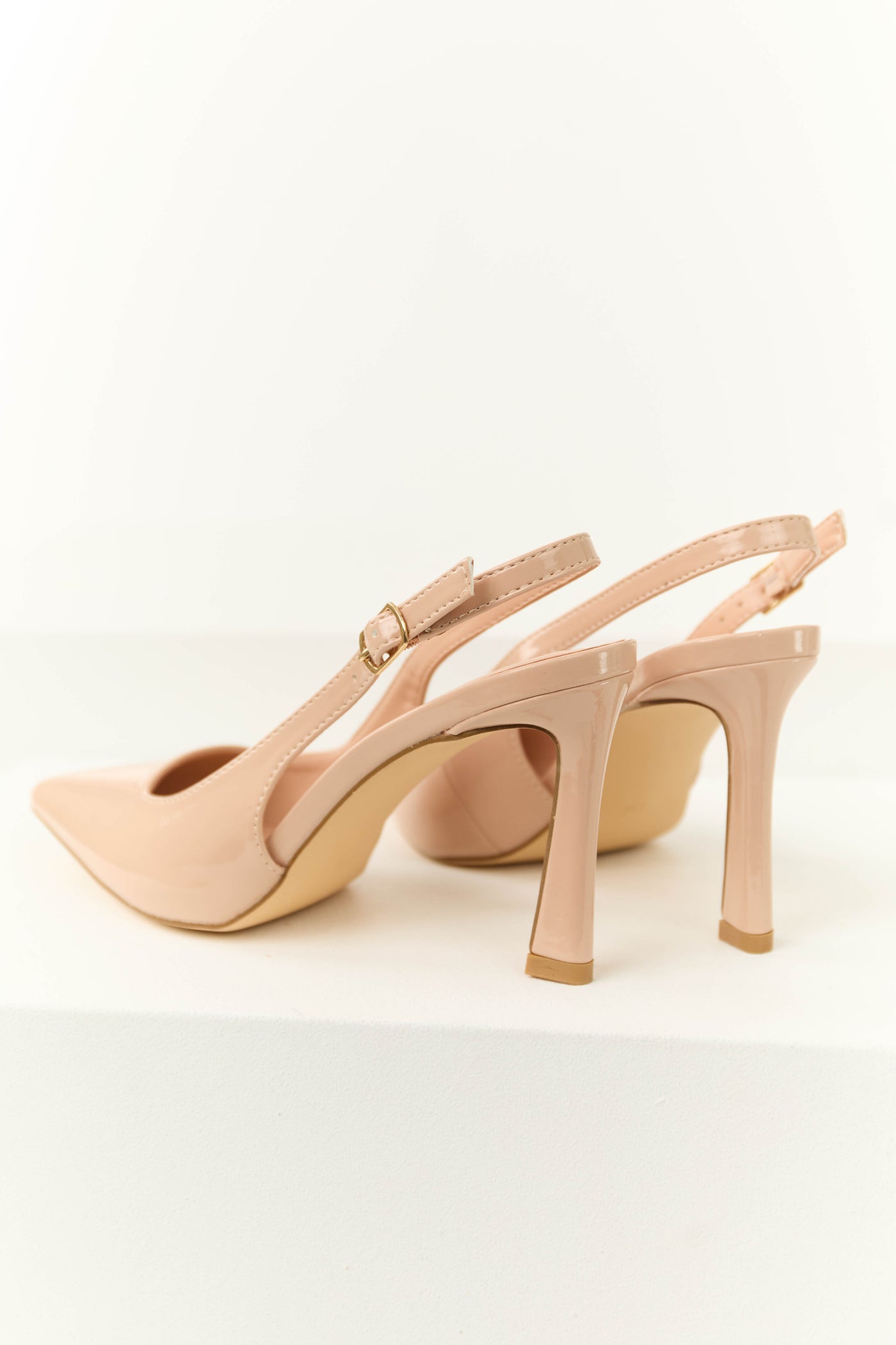 Nude Pointed Toe Slingback Heels