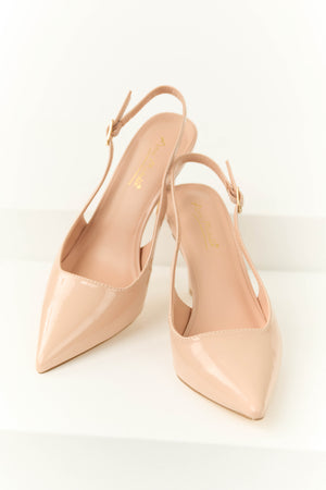 Nude Pointed Toe Slingback Heels