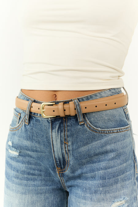 Nude Real Leather Basic Buckle Belt