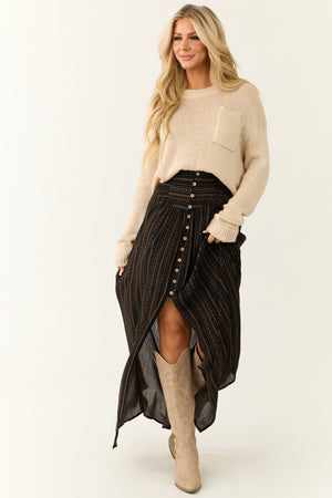 Oatmeal Chest Pocket Cuffed Sleeve Sweater