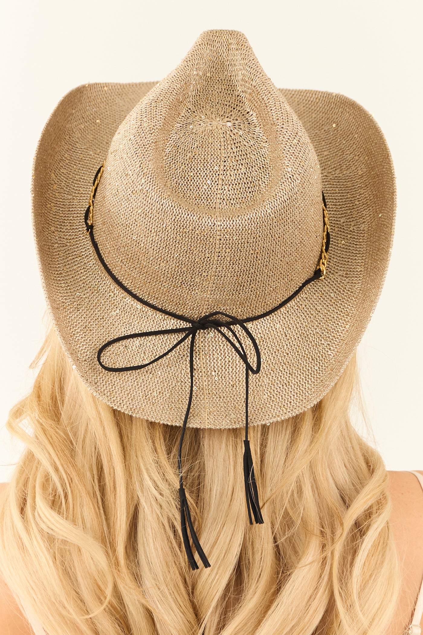 Oatmeal Gold Sequined String Band Cowboy Hat