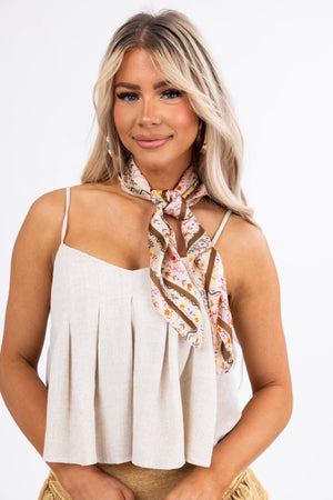 Oatmeal Paisley Print Scarf