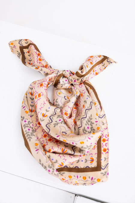 Oatmeal Paisley Print Scarf