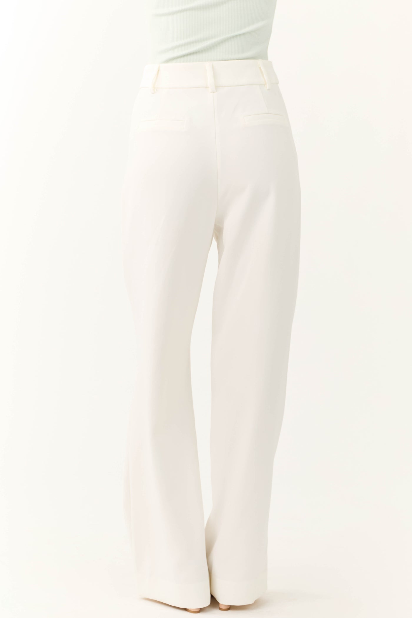 Off White Pleated High Waist Trouser Pants