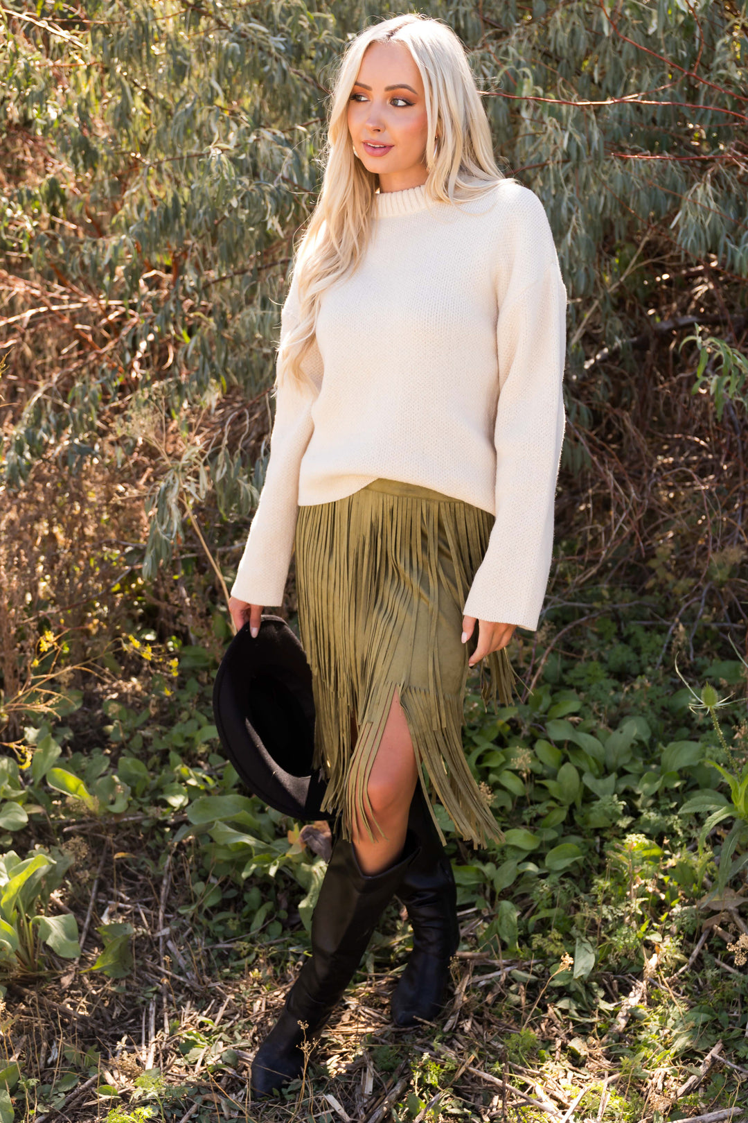 Faux Suede Mini Skirt M / Brown