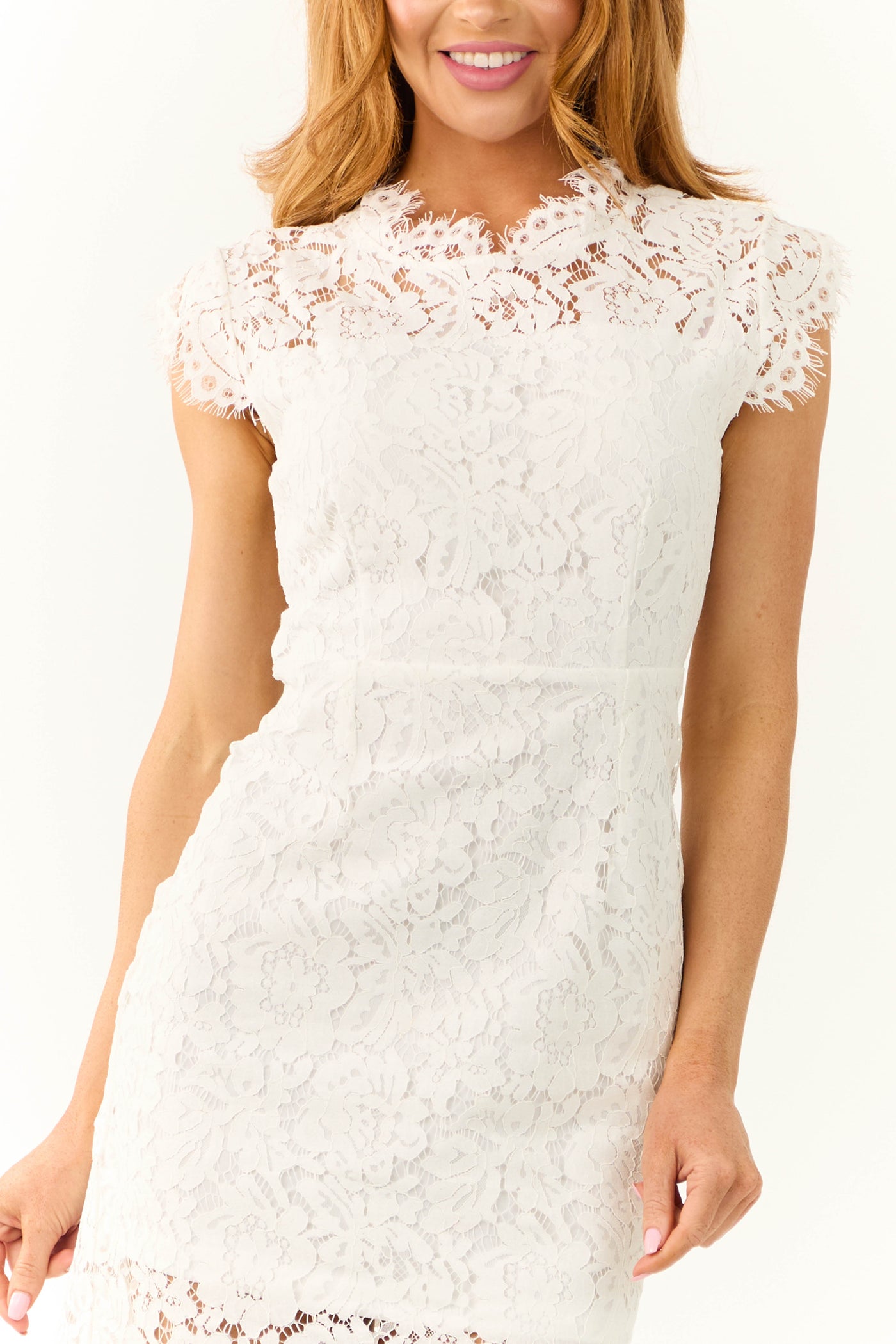 Olivia Ivory Bodycon Short Lace Dress