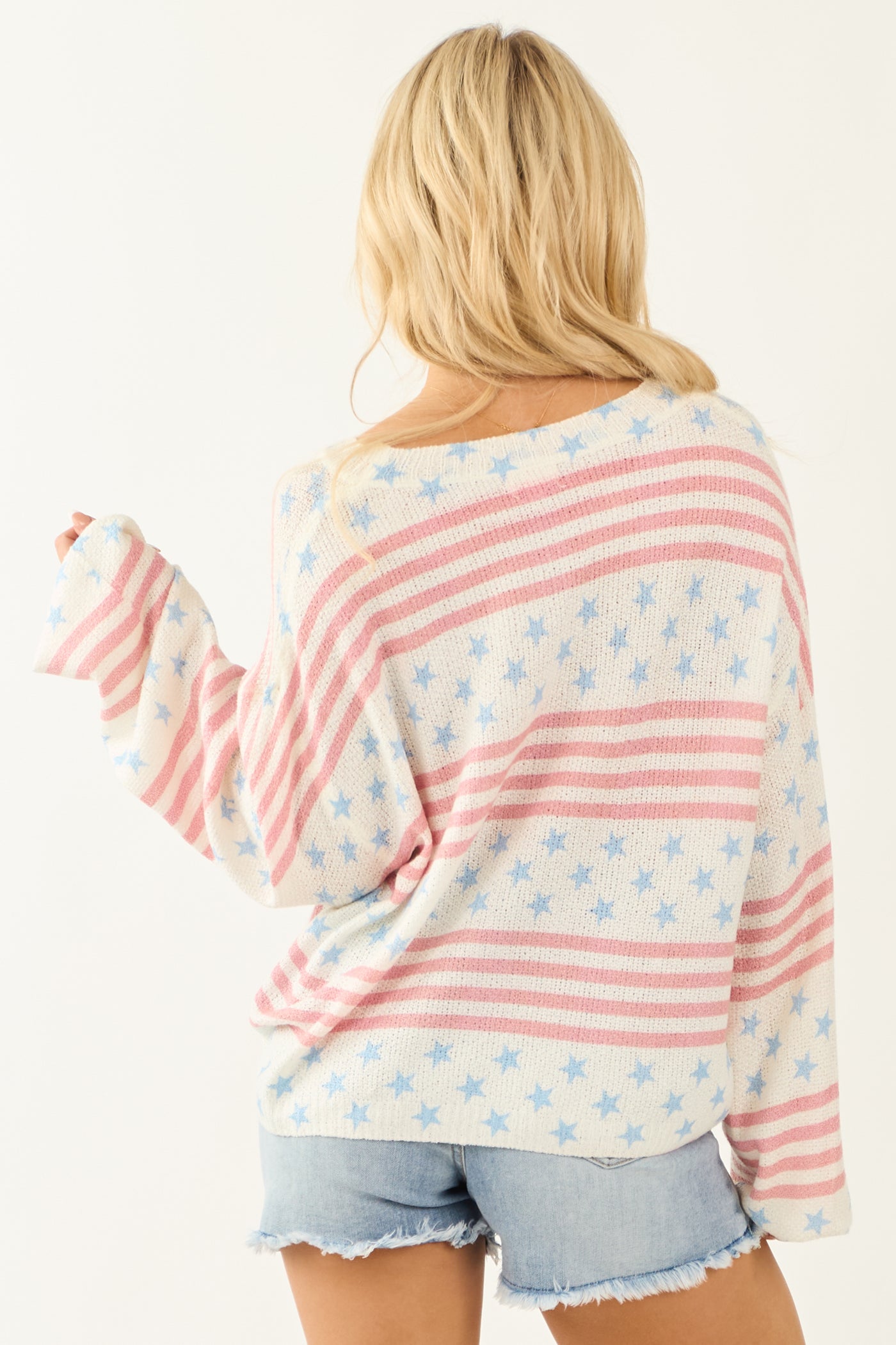 POL Vanilla Stars and Stripes Lightweight Sweater