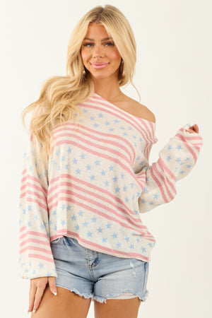 POL Vanilla Stars and Stripes Lightweight Sweater