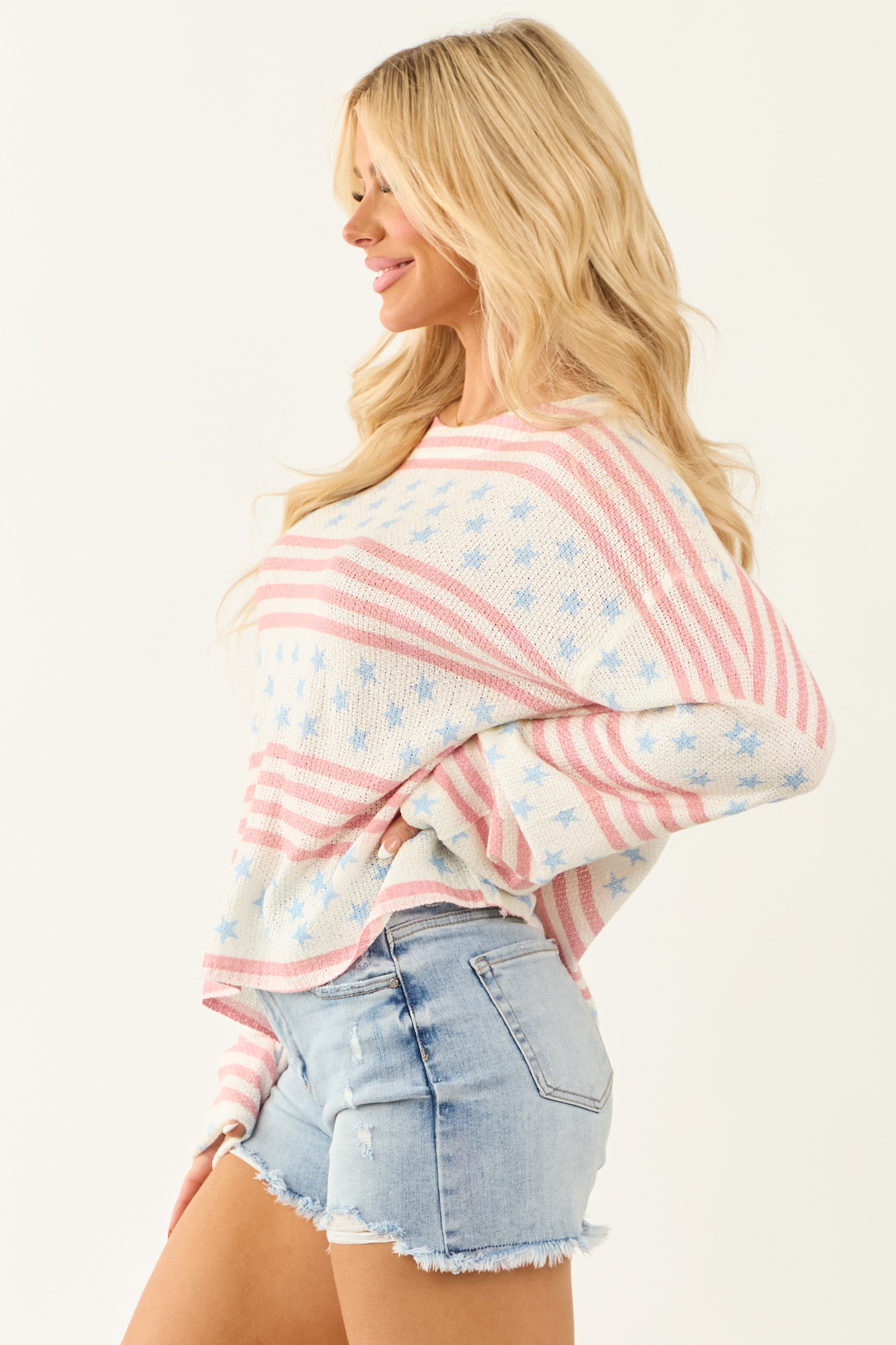 POL Vanilla Stars and Stripes Lightweight Sweater