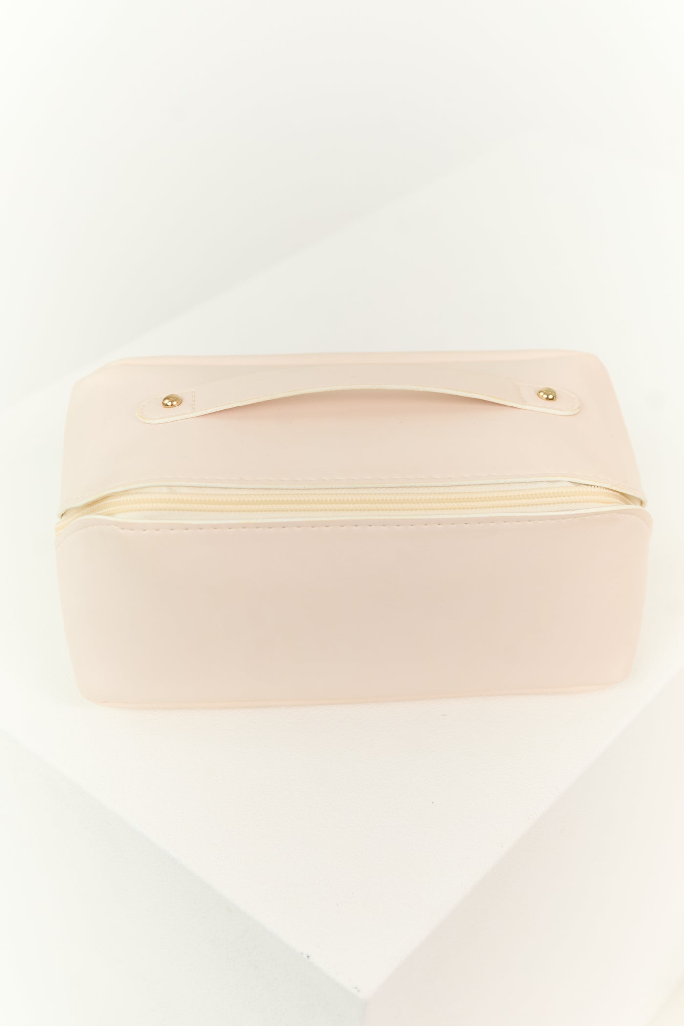 Pastel Blush Faux Leather Makeup Bag