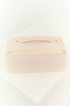 Pastel Blush Faux Leather Makeup Bag