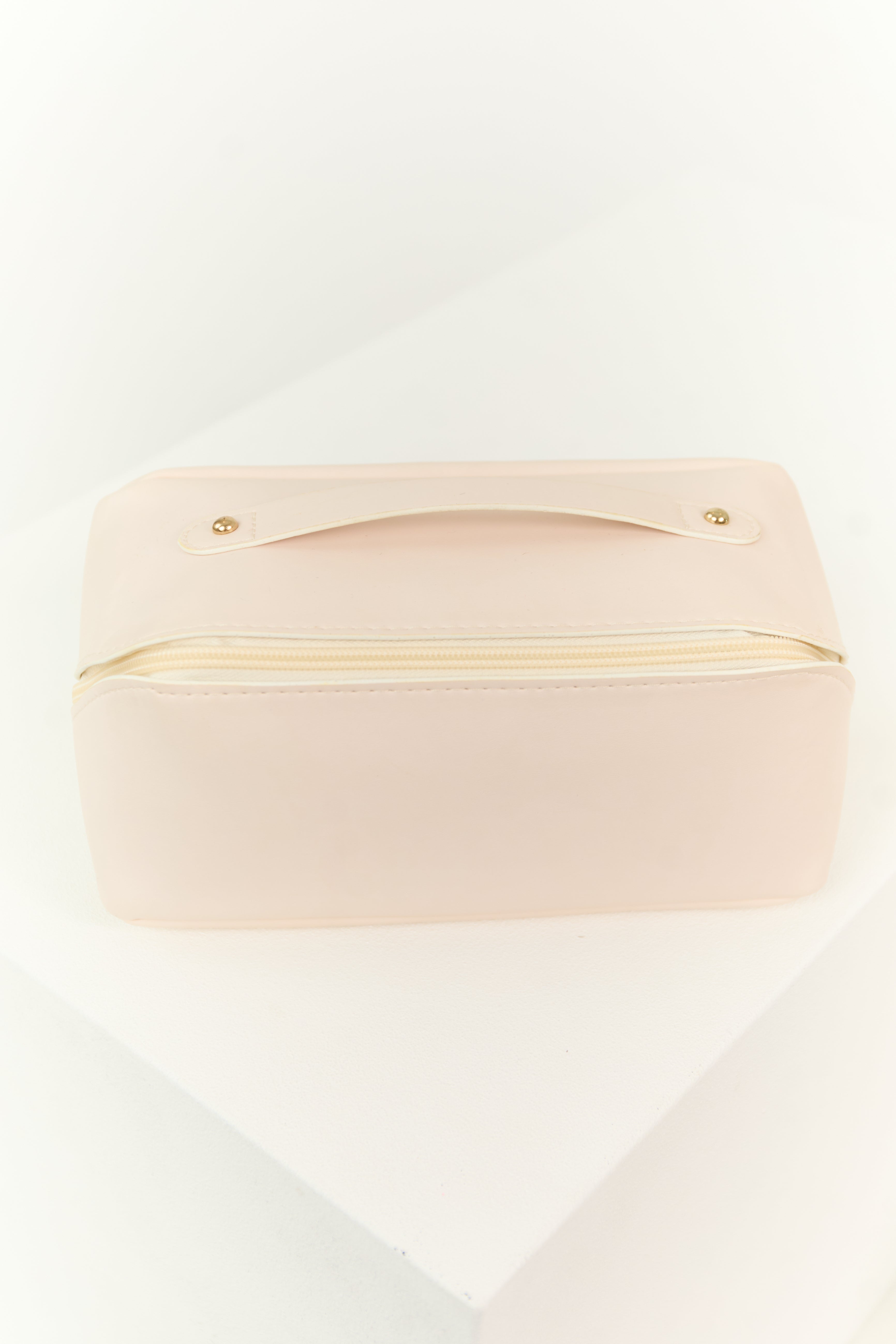 Pastel Blush Faux Leather Makeup Bag