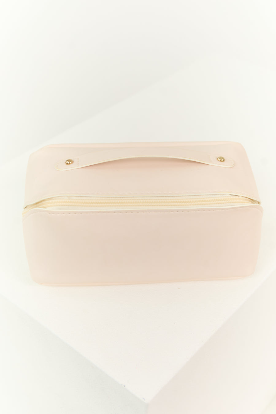 Pastel Blush Faux Leather Makeup Bag