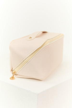 Pastel Blush Faux Leather Makeup Bag