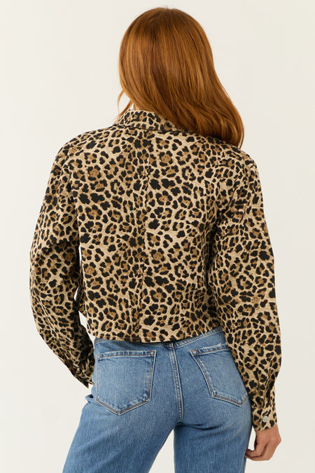 Peanut Leopard Print Button Down Jacket