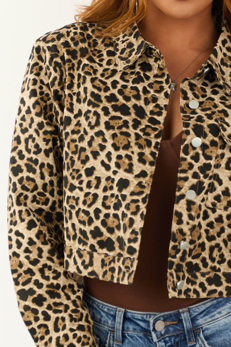 Peanut Leopard Print Button Down Jacket