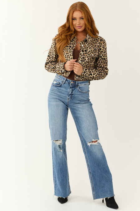 Peanut Leopard Print Button Down Jacket