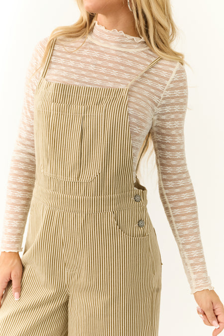 Peanut and Almond Striped Sleeveless Jumpsuit