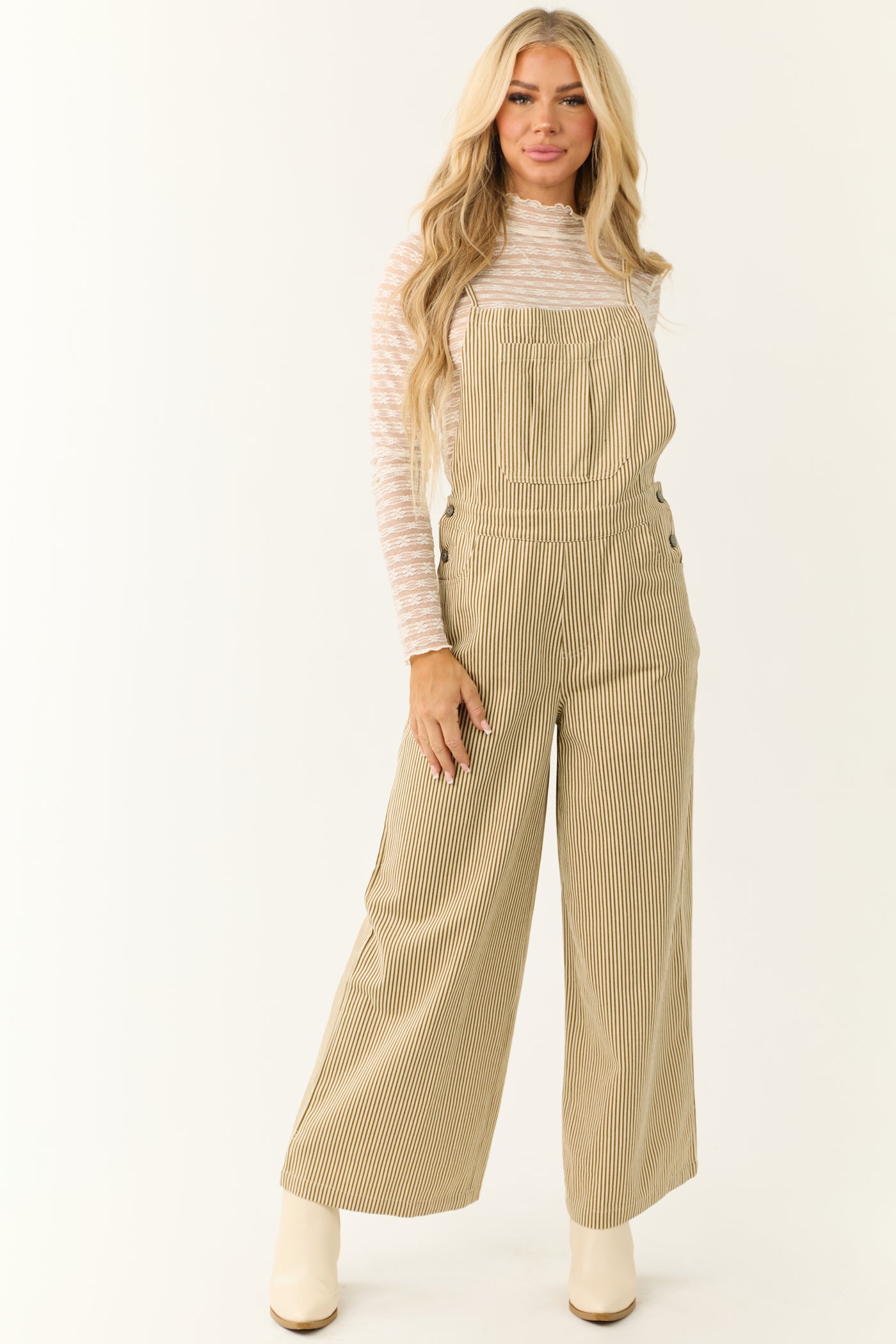 Peanut and Almond Striped Sleeveless Jumpsuit