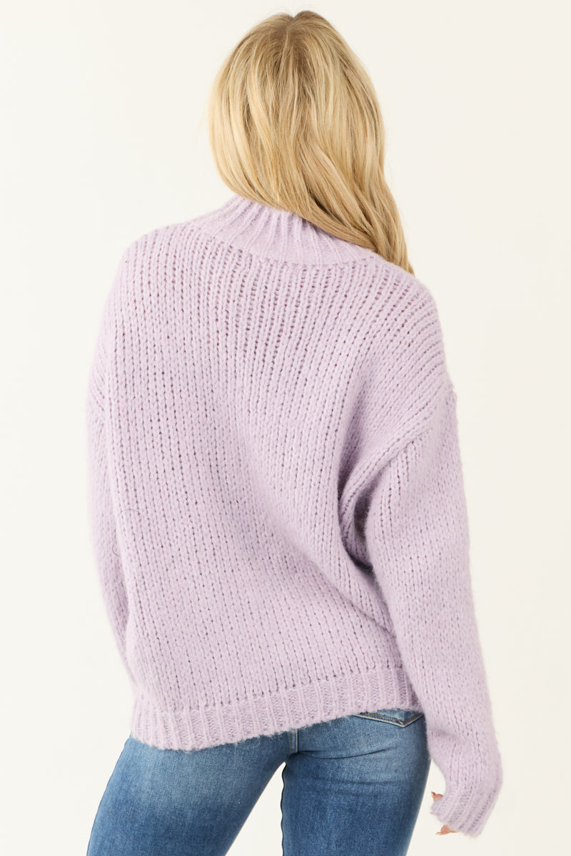 Periwinkle High Neck Chunky Knit Oversized Sweater