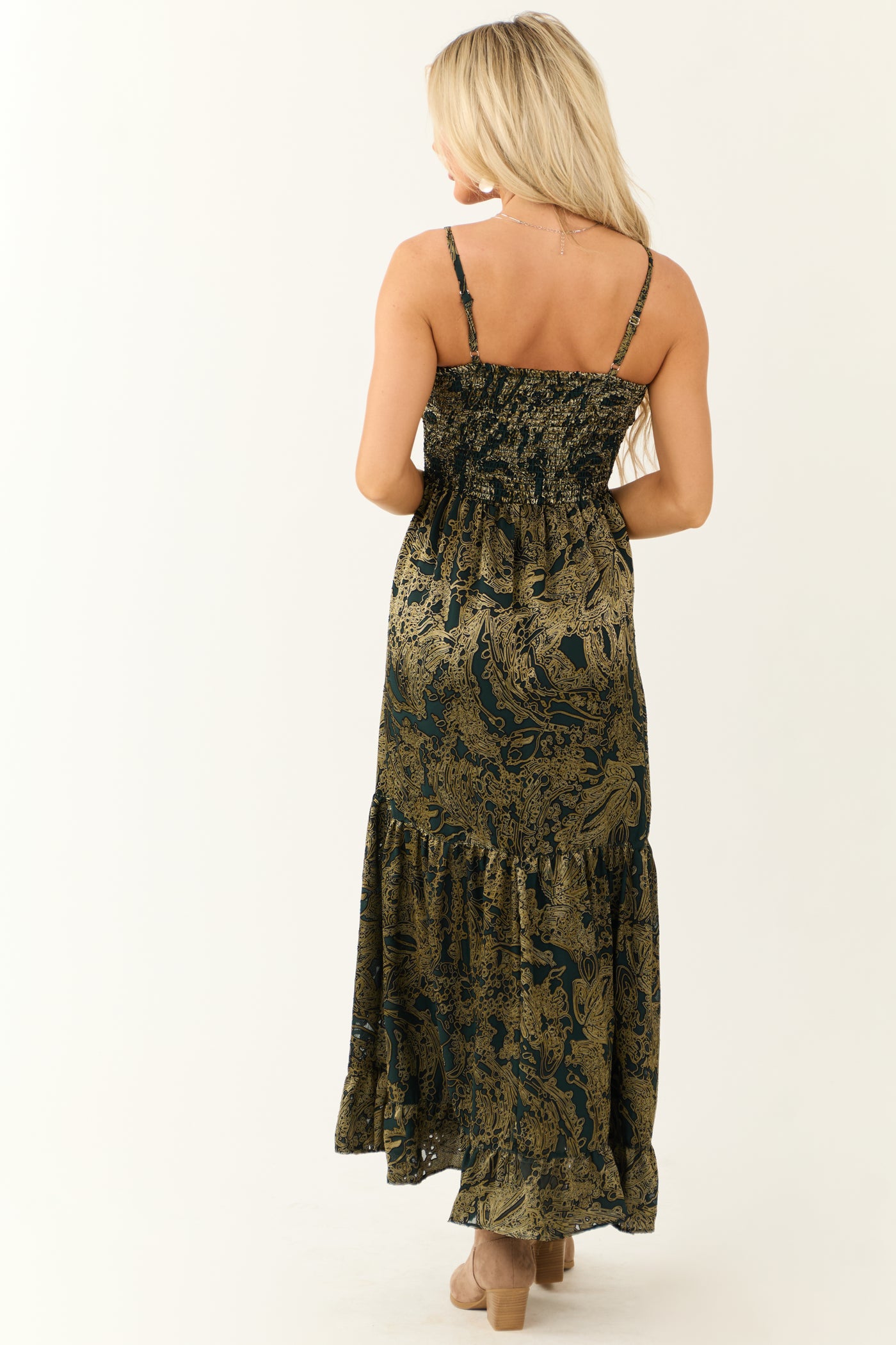 Pine Abstract Print Sleeveless Maxi Dress