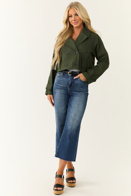 Pine Long Sleeve Buttoned Crop Trench Jacket