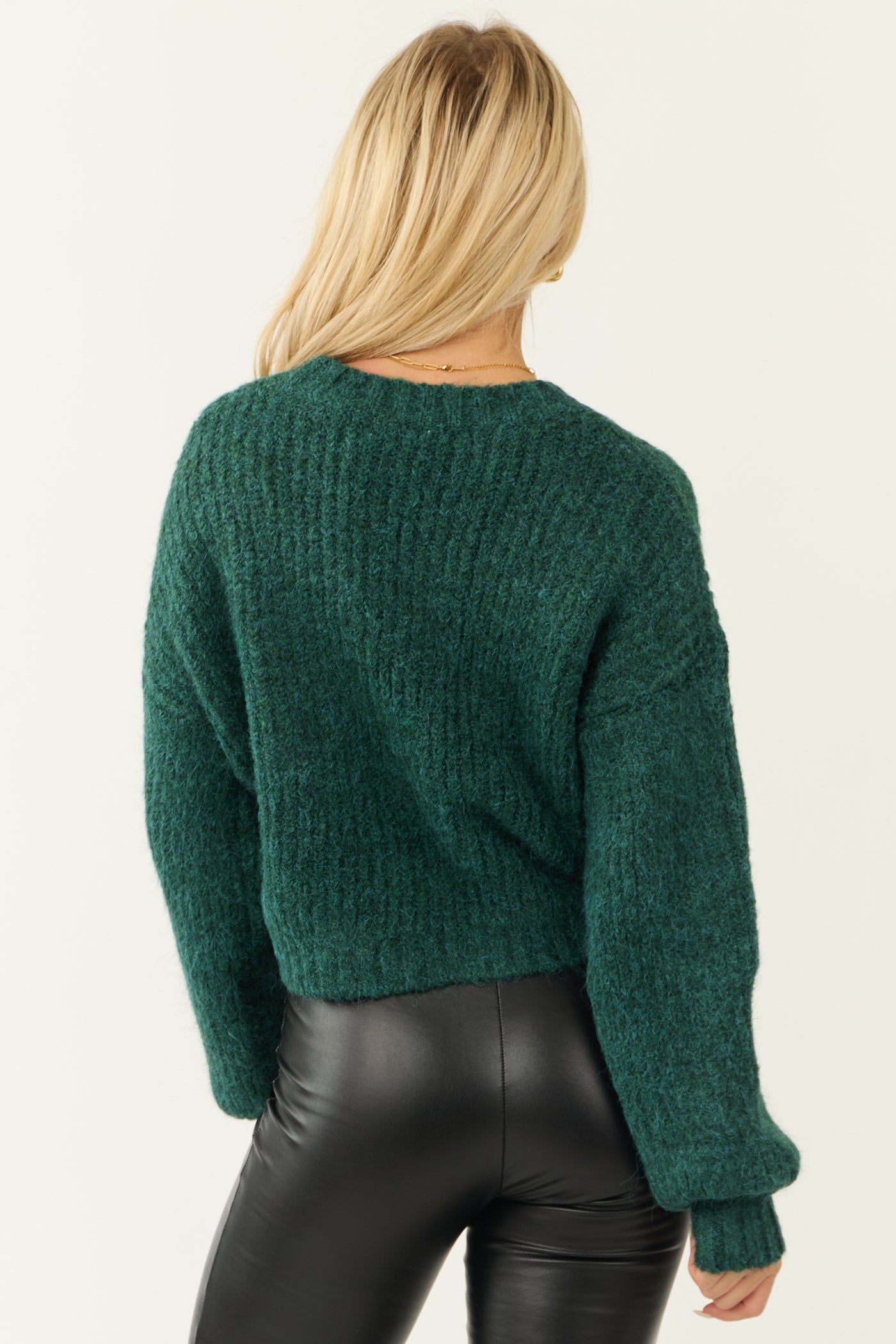 Pine Long Sleeve Fuzzy Pullover Sweater