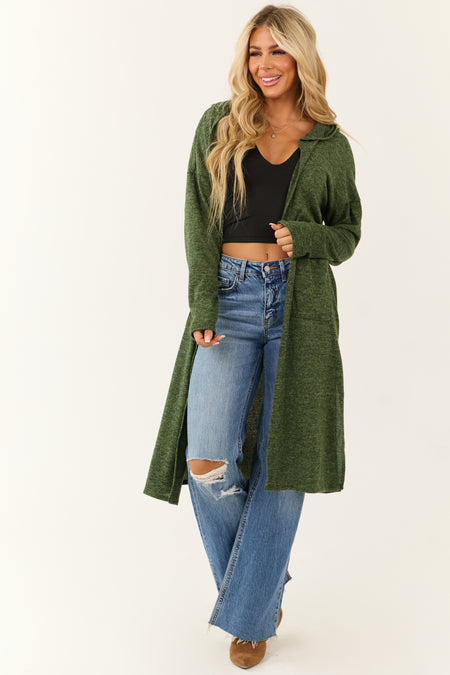 Pine Long Sleeve Hooded Duster Cardigan