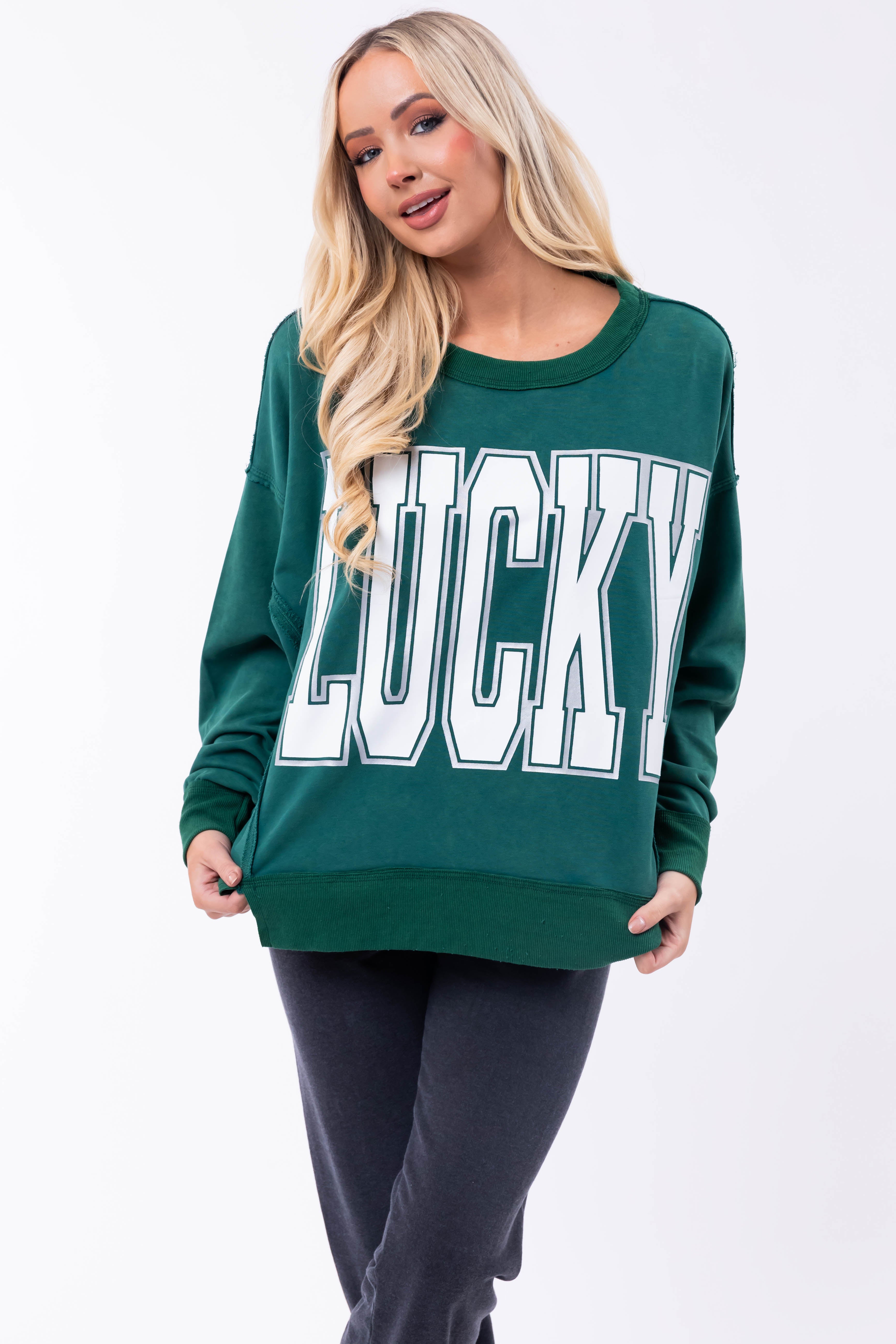 Pine 'Lucky' Graphic Long Sleeve Sweatshirt