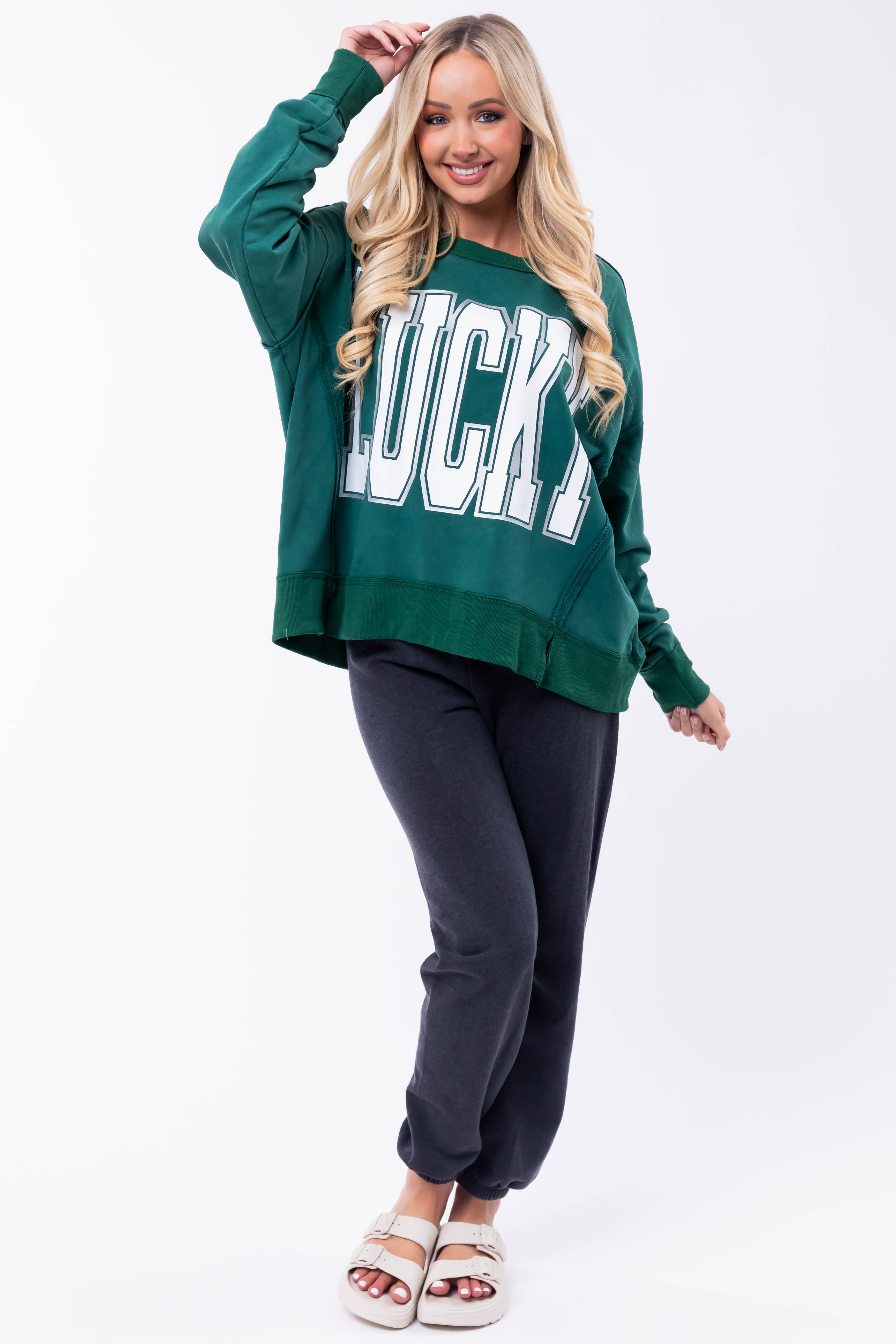 Pine 'Lucky' Graphic Long Sleeve Sweatshirt