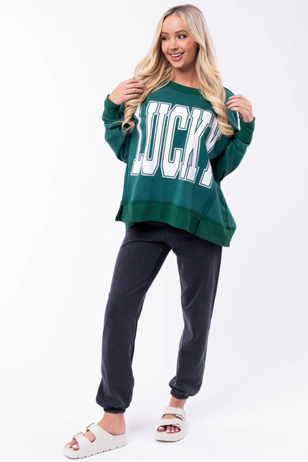 Pine 'Lucky' Graphic Long Sleeve Sweatshirt