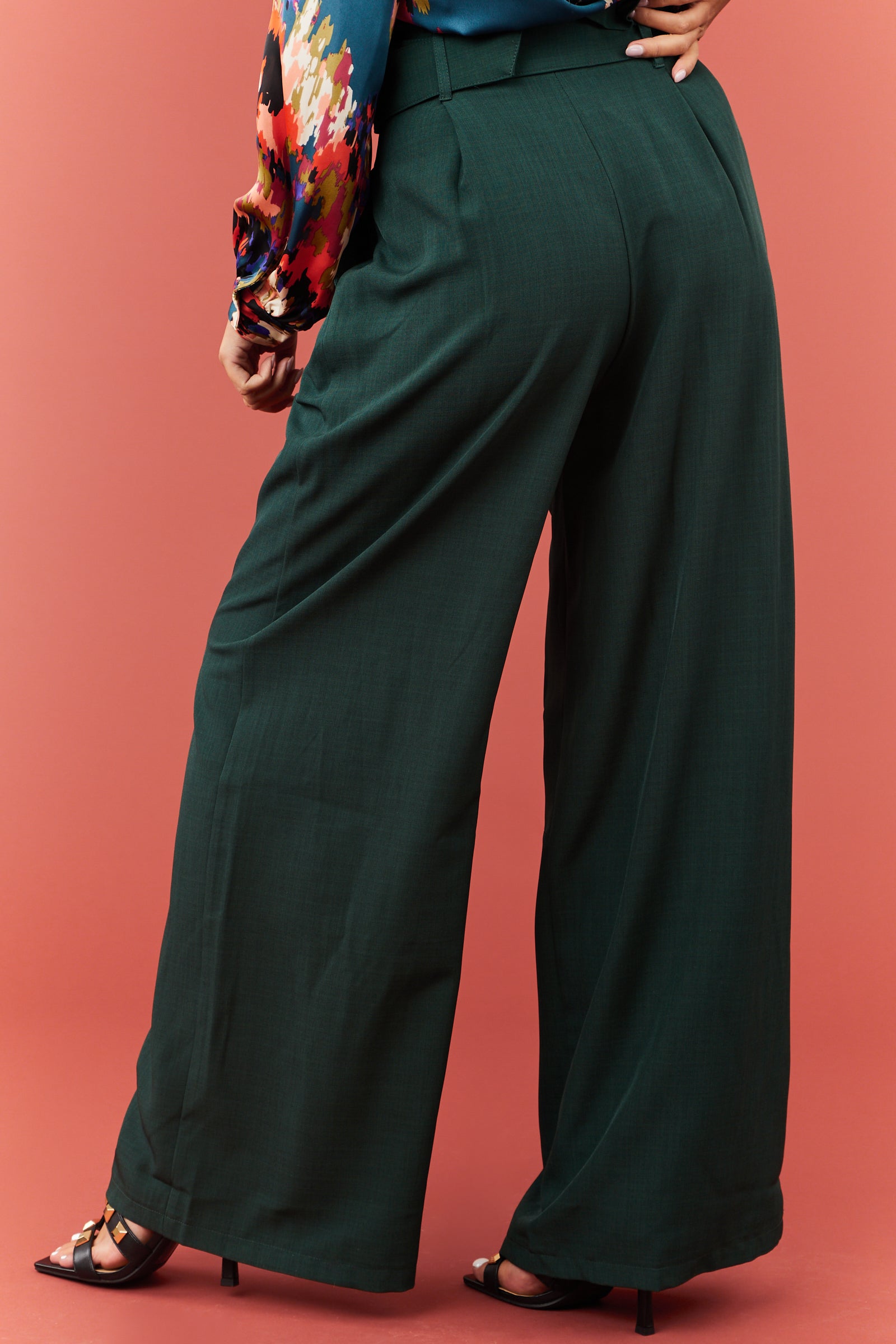 Flying Tomato Pine Paper Bag Belted Wide Leg Pants