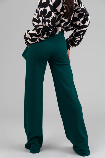 Pine Ring Belt Waist Wide Leg Pants