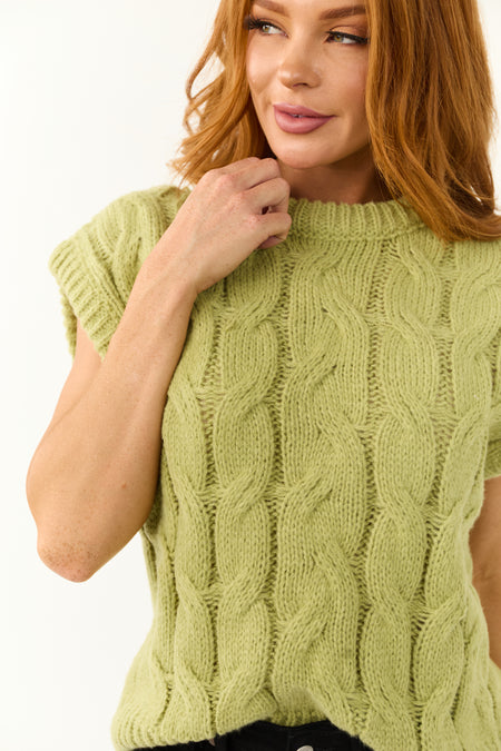 Pistachio Cable Knit Sweater Vest