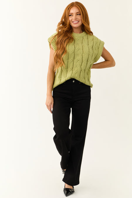 Pistachio Cable Knit Sweater Vest