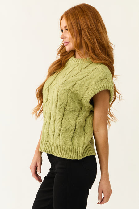 Pistachio Cable Knit Sweater Vest