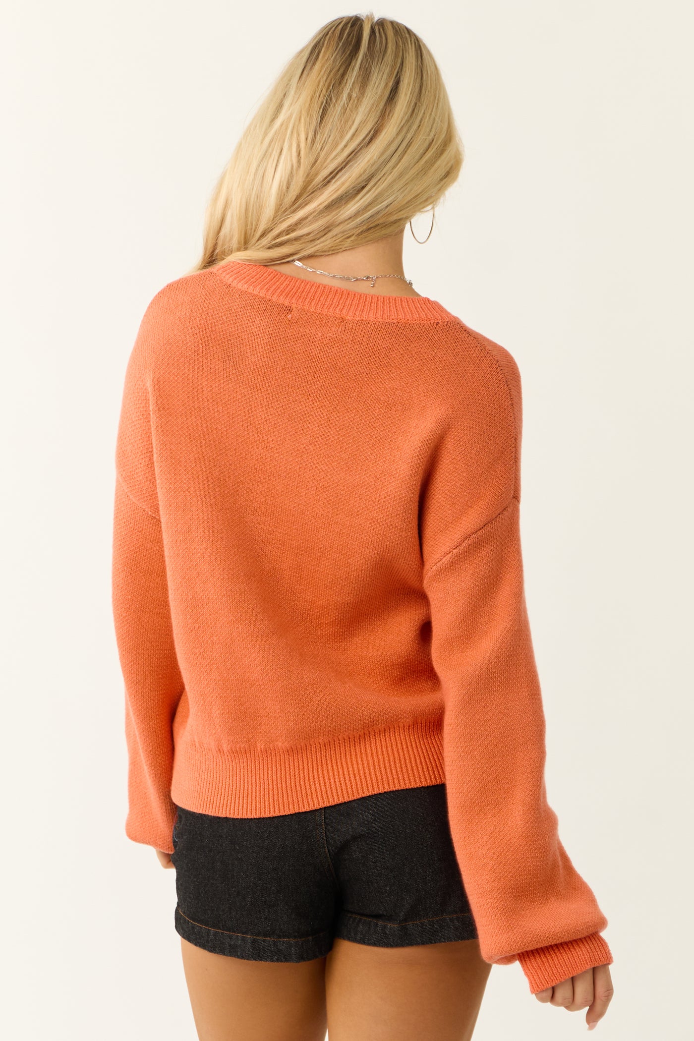 Pumpkin and Black Graphic Long Sleeve Sweater