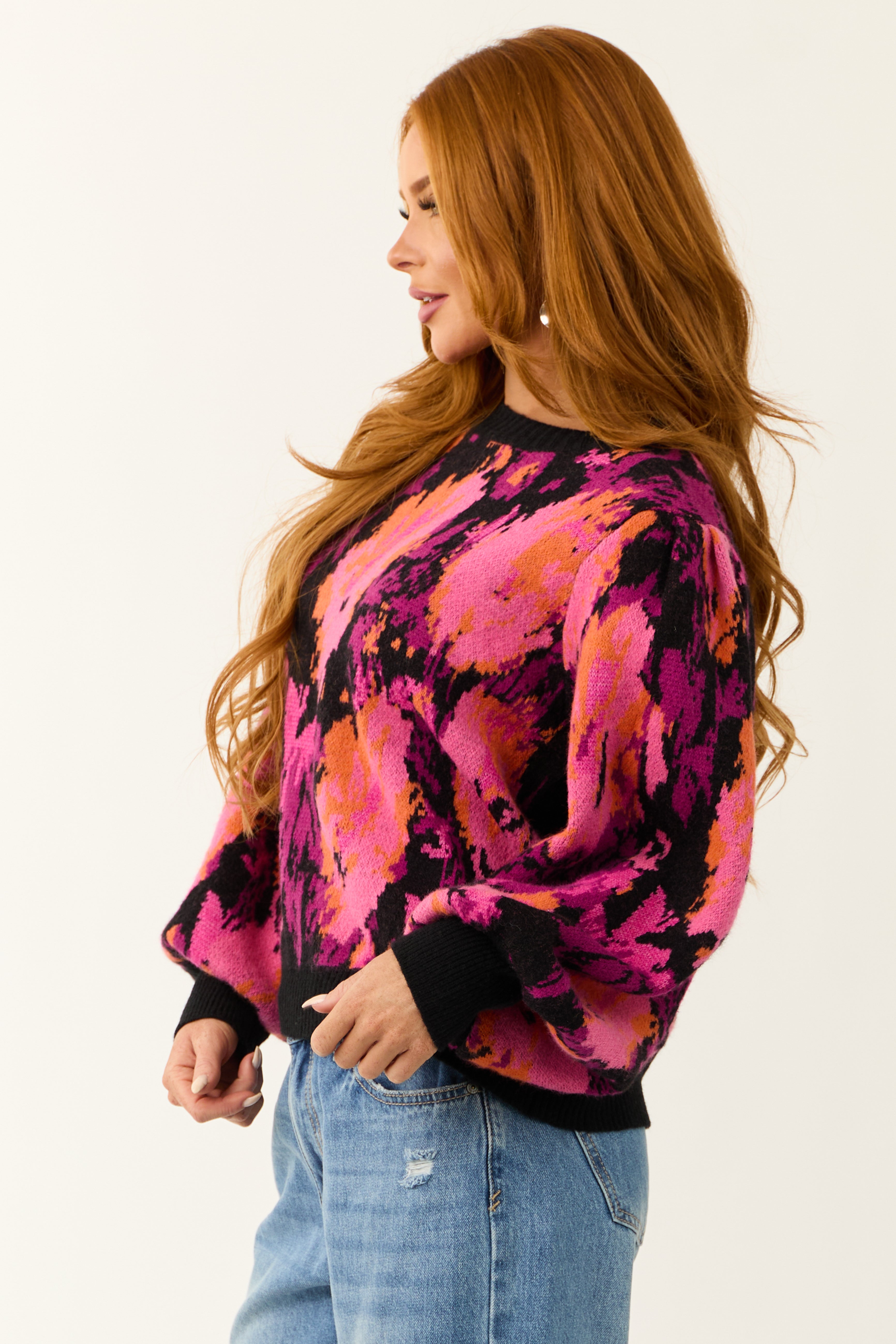 Punch Abstract Print Crew Neck Sweater