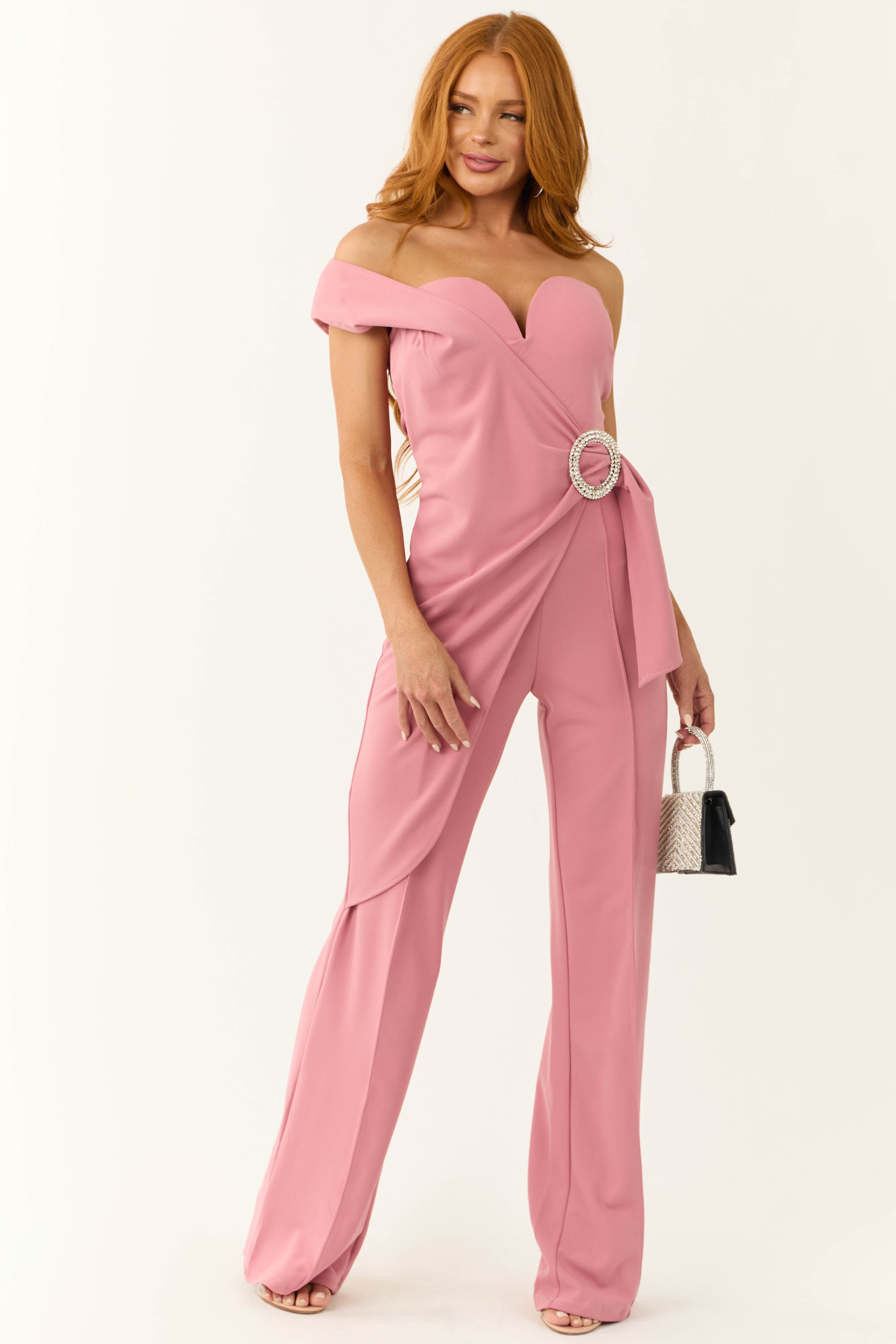 Punch One Shoulder Side Tie Wide Leg Jumpsuit