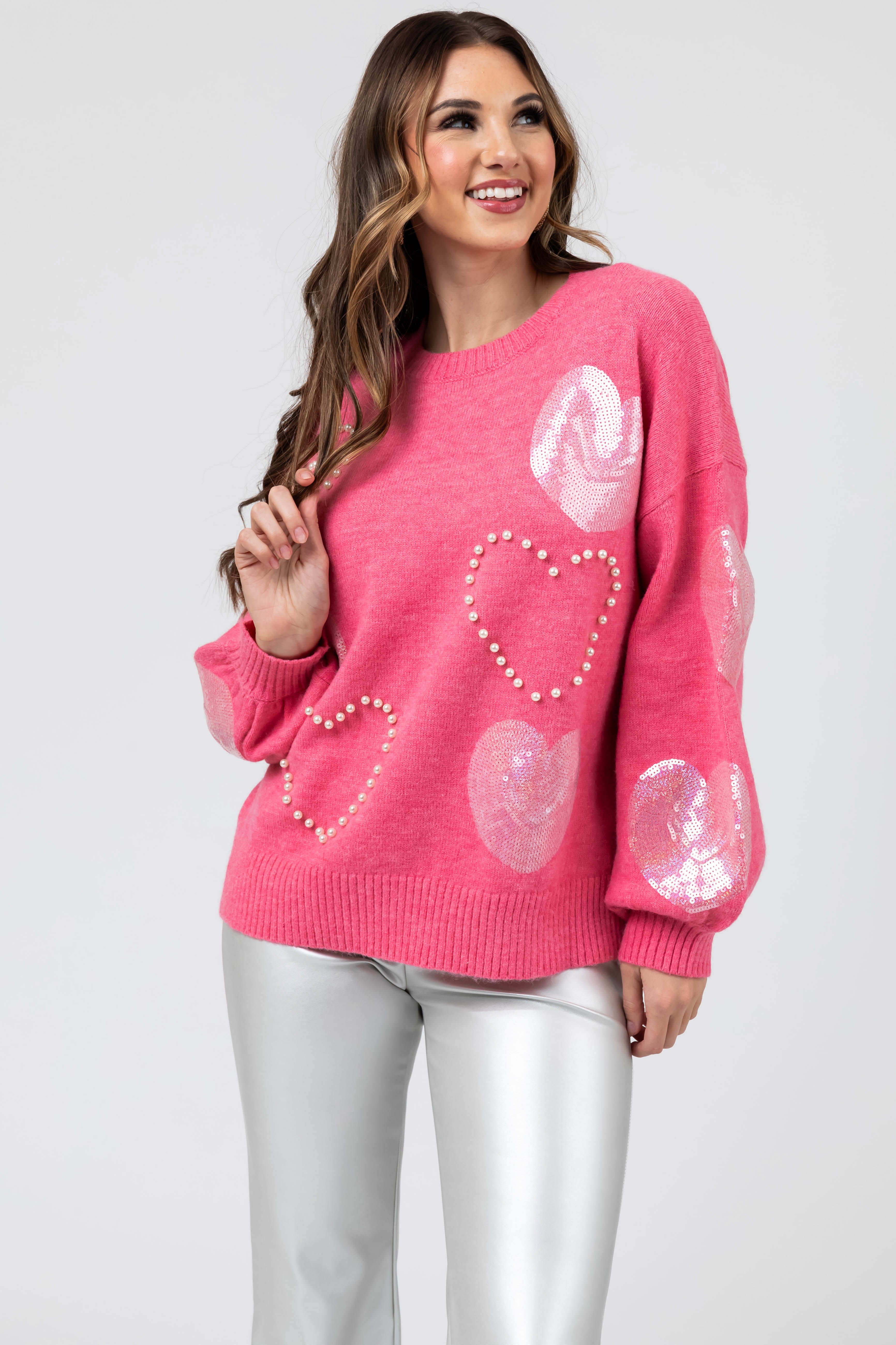 Sequin heart outlet sweater