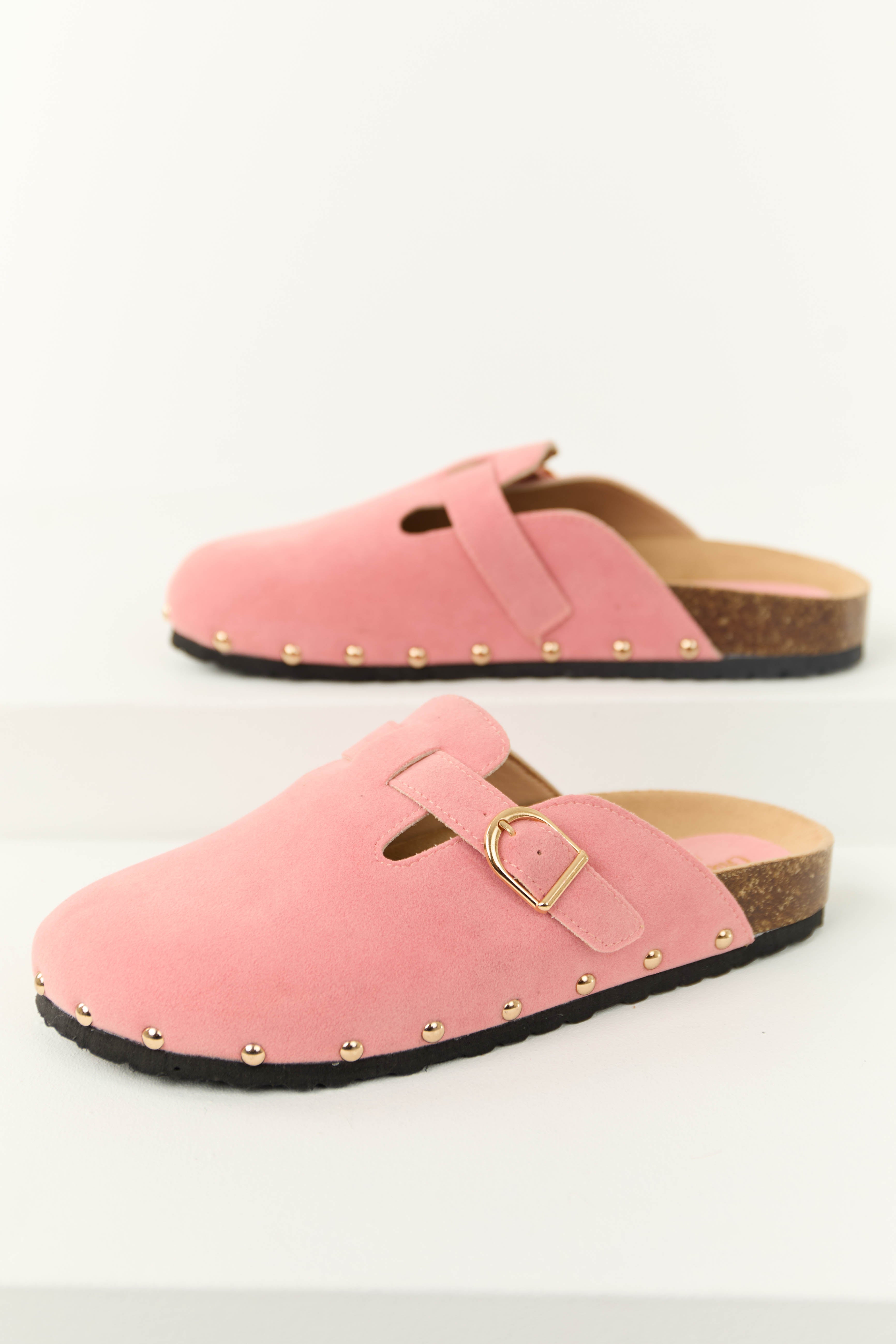 Punch Suede Studded Trim Clog Slip On Sandals