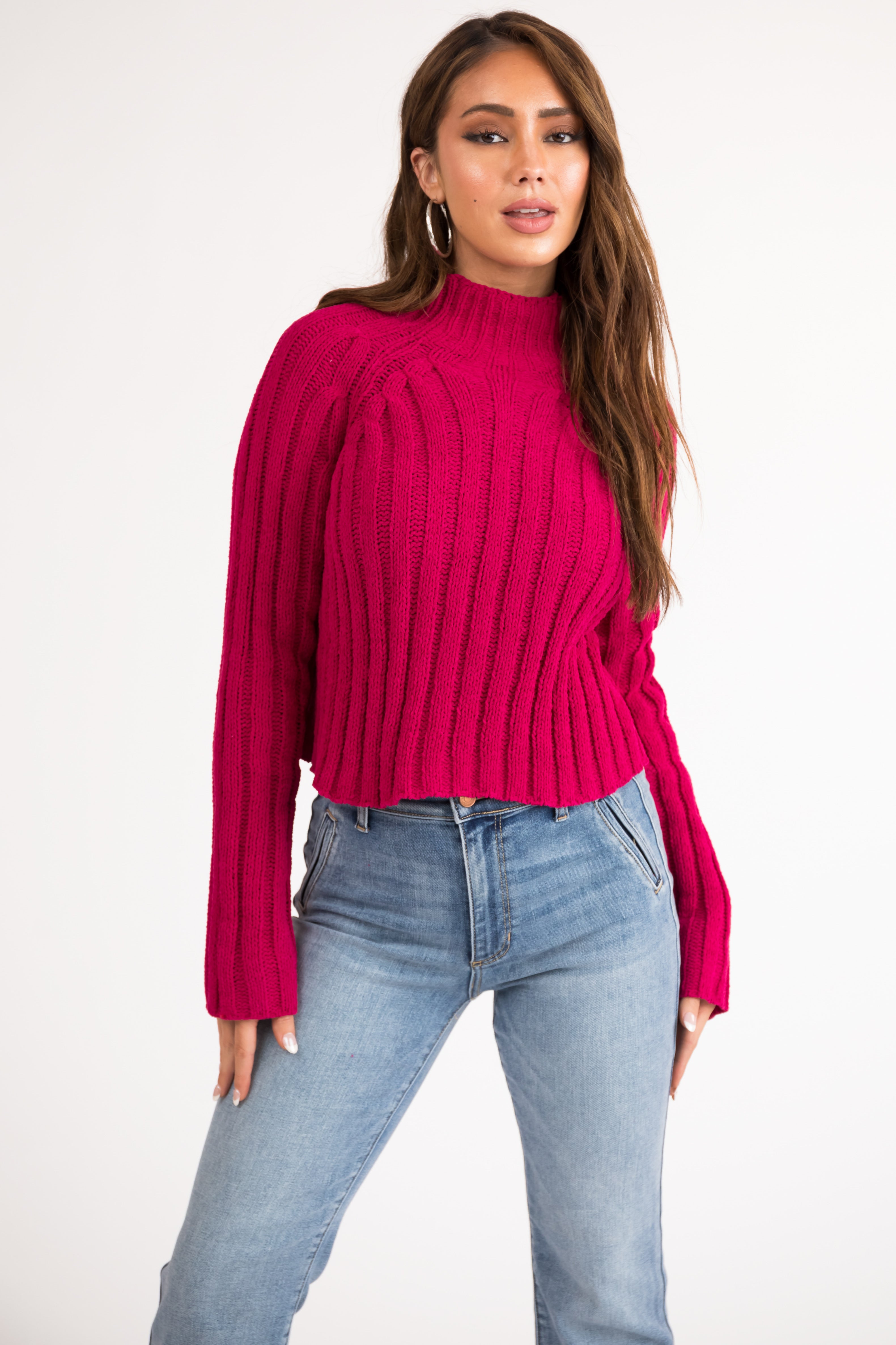 Chenille mock hot sale neck sweater