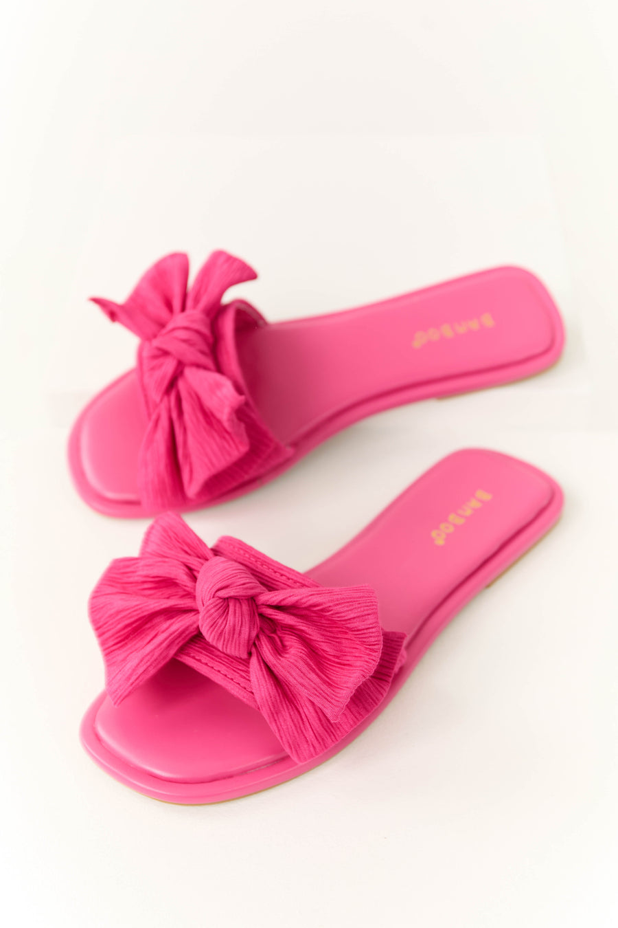 Raspberry Bow Slide On Open Toe Sandals