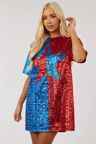 Why Dress Royal Blue Sequin No. 4 T-Shirt Dress