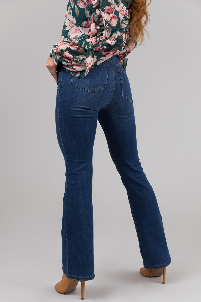 Rewash Medium Wash High Rise Fit and Flare Jeans