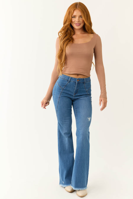 Rewash Medium Wash High Rise Flare Jeans