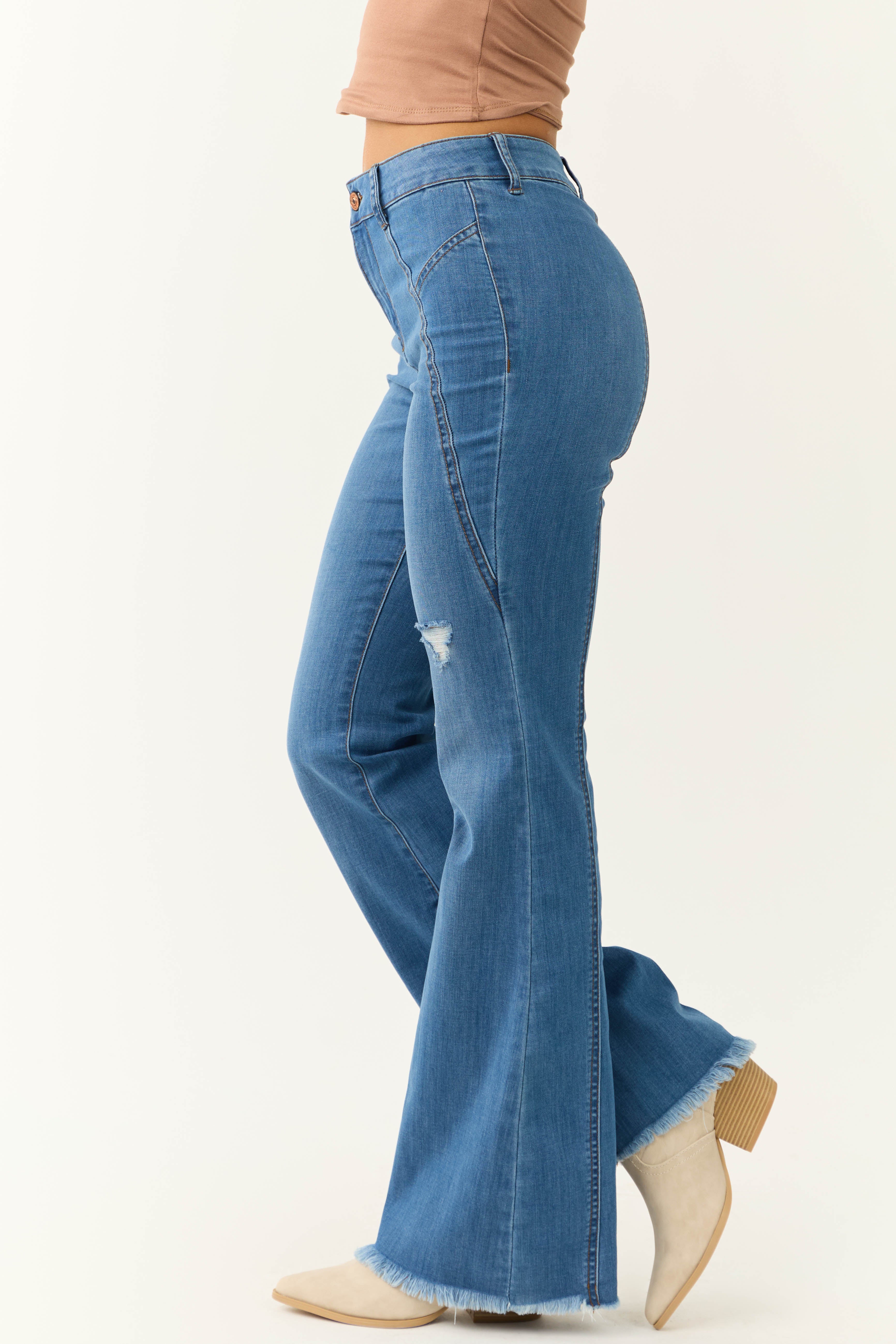 Rewash Medium Wash High Rise Flare Jeans