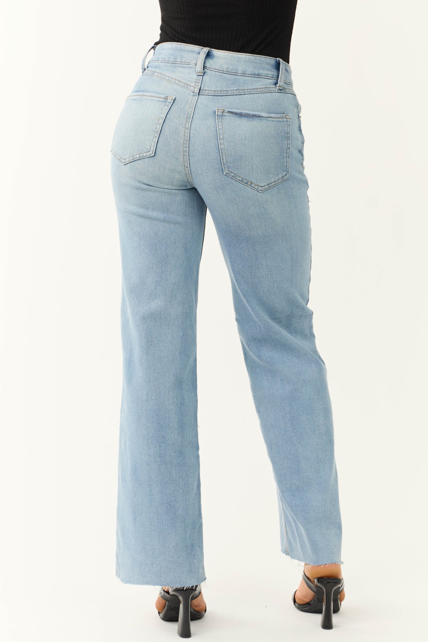 Rewash Medium Wash High Rise Wide Leg Jeans